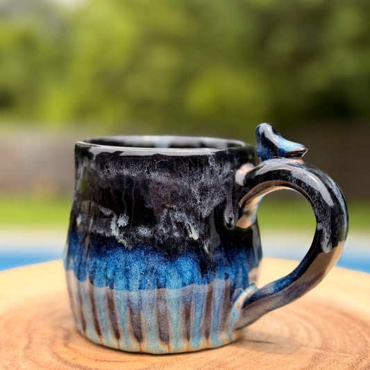 Fluted bird handle mug